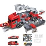 Kids Puzzle Toy Deformation Fire Engineering Vehicle Storage Parking Lot Car Model Set – Red
