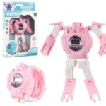 Children Cartoon Deformation Electronic Watch Assembly Robot Model Toy – Pink
