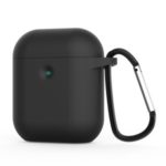 Silicone Protective Case with Carabiner for Apple AirPods with Charging Case (2016) / Charging Case (2019) – Black