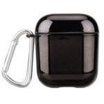 Electroplating Plastic AirPods Case with Carabiner for Apple AirPods with Charging Case (2019)/(2016) – Black