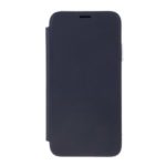 Transparent Plastic Back Case + PU Leather + TPU Hybrid Phone Cover Case for iPhone XS Max – Dark Blue