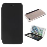 Transparent Plastic Back Case + PU Leather + TPU Hybrid Phone Cover Case for iPhone 7 Plus / 8 Plus – Black