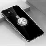 Rotary Finger Ring Kickstand Soft TPU Phone Case for iPhone (2019) 6.1-inch (Built-in Magnetic Metal Sheet) – Transparent