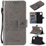 Imprint Owls Pattern Wallet Stand Flip Leather Phone Case for iPhone (2019) 6.1-inch – Grey