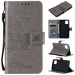 Imprint Owls Pattern Wallet Stand Flip Leather Protective Shell for iPhone (2019) 5.8-inch – Light Brown