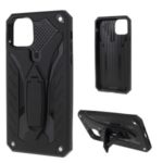 Drop Resistant Rugged PC + TPU Combo Cell Phone Case Cover with Kickstand for iPhone (2019) 6.5-inch – Black