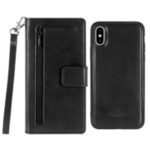 MERCURY GOOSPERY For iPhone XS / X 5.8 inch Detachable 2-in-1 PU Leather Zipper Wallet Stand Mobile Phone Case – Black