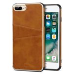 Dual Card Slots PU Leather Coated Hard PC Phone Shell for iPhone 8 Plus/7 Plus/6 Plus 5.5 inch – Light Brown