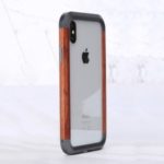 R-JUST Wood + Metal Frame Protective Phone Case for iPhone X / XS 5.8 inch