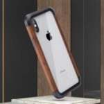 R-JUST Wood + Metal Frame Bumper Phone Case Cover for iPhone XS Max 6.5 inch