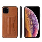 FIERRE SHANN Leather Card Slot Kickstand Back Protective Phone Case for iPhone (2019) 6.5-inch – Brown