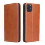 Leather Wallet Stand Flip Cell Shell for iPhone (2019) 5.8-inch – Brown