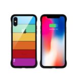 NXE Rainbow Series Pattern Printing Glass Back + TPU Fram Hybrid Phone Case for iPhone XS Max 6.5 inch – Style D