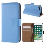 Genuine Leather Wallet Stand Case for iPhone 8/7 – Blue