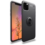 LENUO Built-in Magnetic Metal Sheet Finger Ring Kickstand TPU Back Case for iPhone (2019) 6.1-inch – All Black
