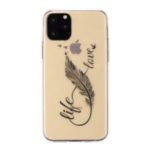 Printing Embossment Soft TPU Phone Casing for iPhone (2019) 6.5-inch – Black Feather
