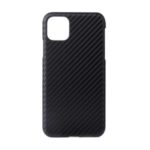 PU Leather Coated PC Hard  Cover Casing Shell for iPhone (2019) 6.1-inch – Black Carbon Fiber Texture