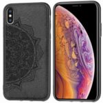 Imprint Mandala Flower PC + TPU + Fabric Phone Case Shell for iPhone XS Max 6.5 inch – Black
