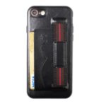Card Holder PU Leather Coated TPU Case with Hand Holder Strap for iPhone 8/7 4.7 inch – Black