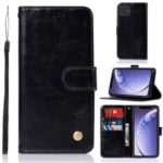 Premium Vintage Leather Wallet Phone Case with Lanyard for Apple iPhone (2019) 6.1-inch – Black