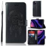 Imprint Dream Catcher Owl Leather Wallet Phone Cover for iPhone (2019) 6.5-inch – Black
