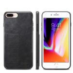 PU Leather Coated TPU Case with Card Slot for iPhone 7 Plus / 8 Plus – Black