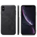 PU Leather Coated TPU Case with Card Slot for iPhone XS Max 6.5 inch – Black