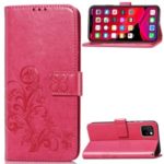Imprint Clover Pattern Leather Wallet Case for iPhone (2019) 5.8-inch – Rose