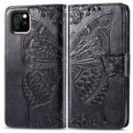 Imprint Butterfly Leather Wallet Case Phone Cover for Apple iPhone (2019) 5.8-inch – Black