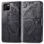 Imprint Butterfly Leather Phone Cover Wallet Case for Apple iPhone (2019) 6.1-inch – Black