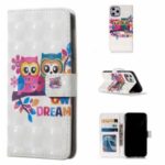 3D Spot Decor Embossment Pattern Leather Wallet Phone Shell for iPhone (2019) 6.5-inch – Couple Owls