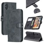PU Leather Stand Wallet Case Magnetic Clap Phone Shell for iPhone XS Max 6.5 inch – Black