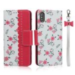 Pattern Printing PU Leather + TPU Wallet Phone Shell for iPhone X/XS 5.8 inch – Rose