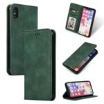 Auto-absorbed Business Style PU Leather Stand Phone Case with Card Slots for iPhone X / XS – Green