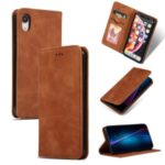 Auto-absorbed Business Style PU Leather Stand Phone Case with Card Slots for iPhone XR 6.1 inch – Brown