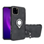 Geometric Pattern Phone Hybrid Case with Magnetic Ring Holder for Apple iPhone (2019) 6.5-inch – Black