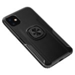 Rotatable Finger Ring Kickstand PC + TPU Phone Shell [Built-in Magnetic Metal Sheet] for iPhone (2019)6.1-inch – Black