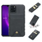 SHOUHUSHEN for iPhone 11 Pro Max 6.5 inch (2019) Multiple Card Slots Leather Coated PC TPU Hybrid Back Case – Black