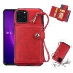 SHOUHUSHEN For iPhone 11 Pro Max 6.5 inch (2019) Multifunctional Card Slots PU Leather +PC + TPU Phone Cover – Red