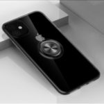 Clear Finger Ring Kickstand Mobile Casing [Magnetic Metal Sheet] for 	iPhone 11 Pro 5.8 inch – Black