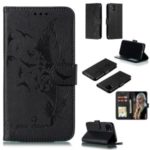 Litchi Texture Imprint Feather Leather Phone Case with Wallet Stand for iPhone 11 6.1 inch – Black