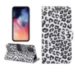 Leopard Texture Wallet Leather Case with Stand Phone Cover for iPhone 11 6.1 inch – White