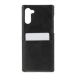 Dual Card Slots PU Leather Coated PC Hard Phone Case Cover for Samsung Galaxy Note 10 – Black