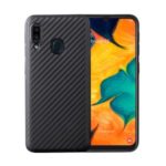 Carbon Fiber Texture Soft TPU Back Phone Cover for Samsung Galaxy A20e – Black