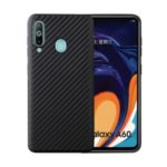 Carbon Fiber Texture Soft TPU Back Phone Cover for Samsung Galaxy A60 – Black