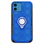 Geometric Pattern TPU PC Hybrid Case with Magnetic Car Mount Ring Holder and Belt Clip for iPhone (2019) 6.1-inch – Baby Blue
