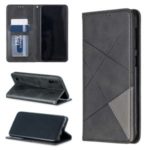 Geometric Pattern Auto-absorbed Card Holder PU Leather Phone Shell for Samsung Galaxy M10/A10 – Black
