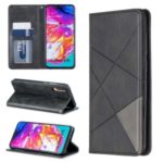 Geometric Pattern Leather Card Holder Case for Samsung Galaxy A70 – Black