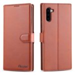 AZNS Wallet Leather Stand Phone Cover Casing Shell for Samsung Galaxy Note 10 – Brown