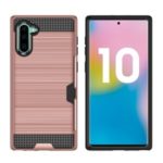 Card Slots Brushed PC + TPU Hybrid Phone Cover for Samsung Galaxy Note 10 – Rose Gold